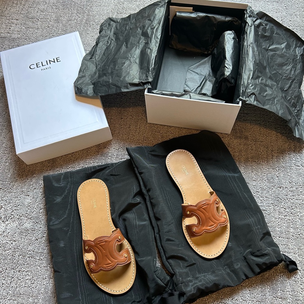 Celine Triomphe Leather Sandal - Picture 3 of 11
